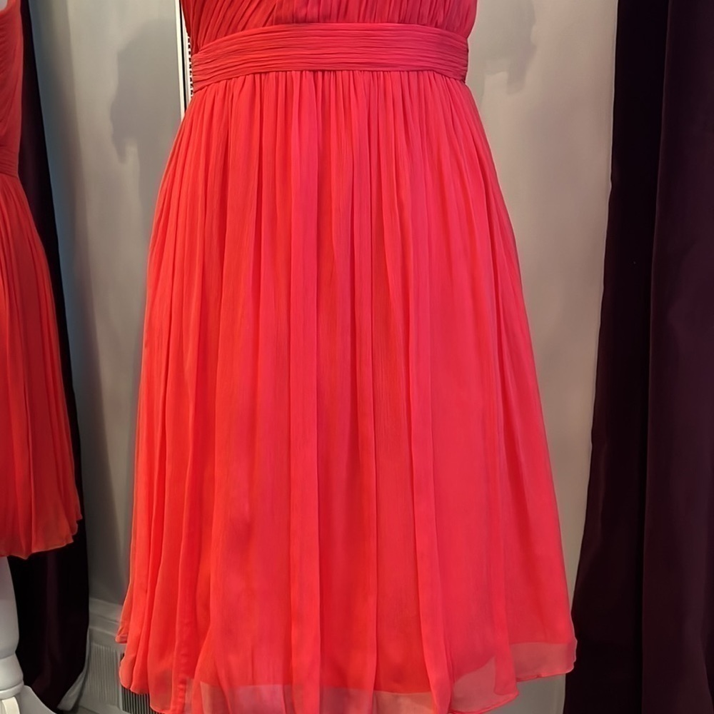 JCrew Cara Silk Chiffon Melon One Shoulder Dress Size 4 - Picture 3 of 12